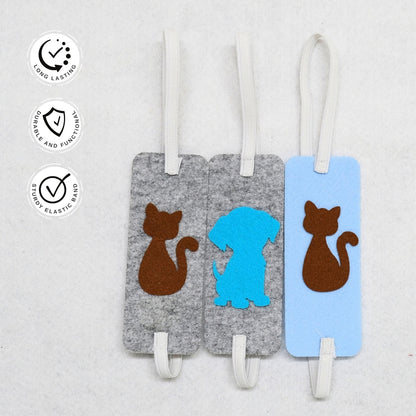 HRIKU® Felt Bookmark Set, Indian-Made, Set of 3 - Cat Dog