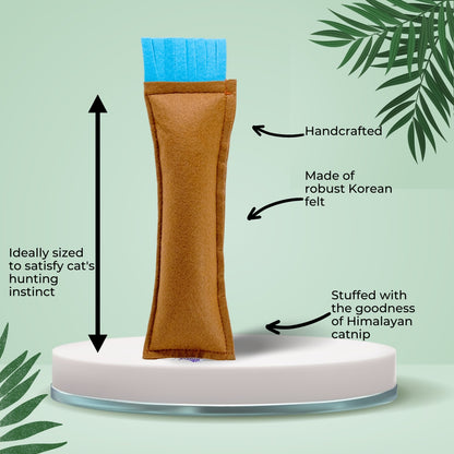 HRIKU® Catnip Felt Kicker Toy, Organic Himalayan Catnip - Brown