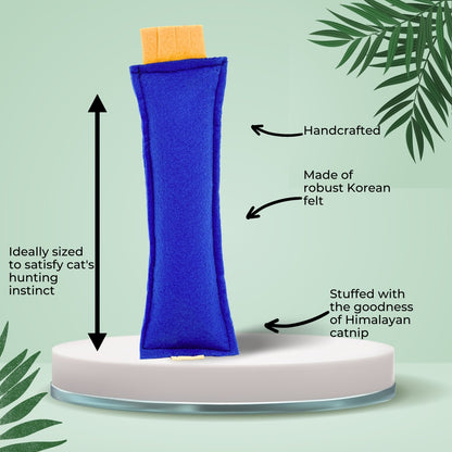 HRIKU® Catnip Felt Kicker Toy, Organic Himalayan Catnip - Indigo
