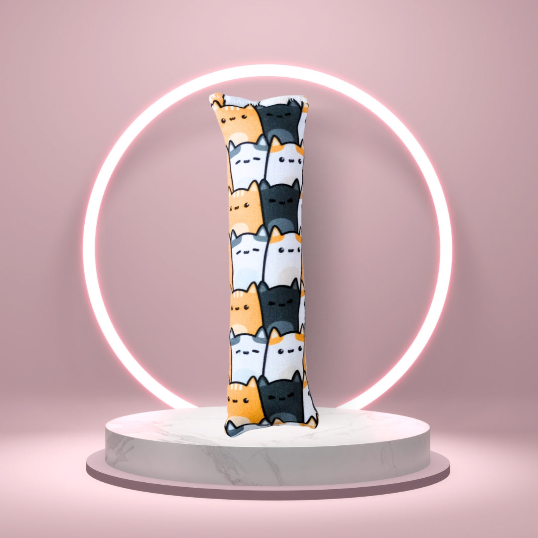 HRIKU® Catnip Canvas Kicker Toy, Organic Himalayan Catnip – Neko Parade (Orange-Grey)