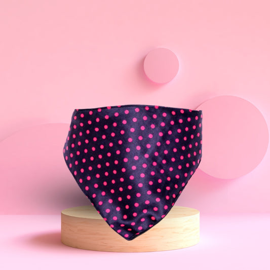 HRIKU® Dog Bandana, Pink Polka Paws - Blue