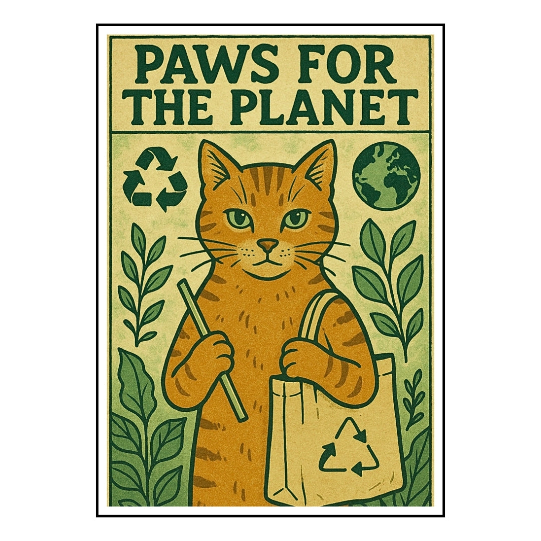 HRIKU® Art Prints - Quirky Cat & Dog Designs - Eco Cat (Without Frame)