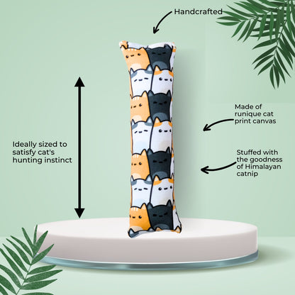 HRIKU® Catnip Canvas Kicker Toy, Organic Himalayan Catnip – Neko Parade (Orange-Grey)