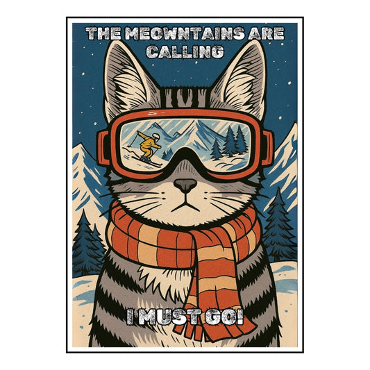 HRIKU® Art Prints - Quirky Cat & Dog Designs - Explorer Cat (Without Frame)