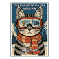 HRIKU® Art Prints - Quirky Cat & Dog Designs - Explorer Cat (Without Frame)