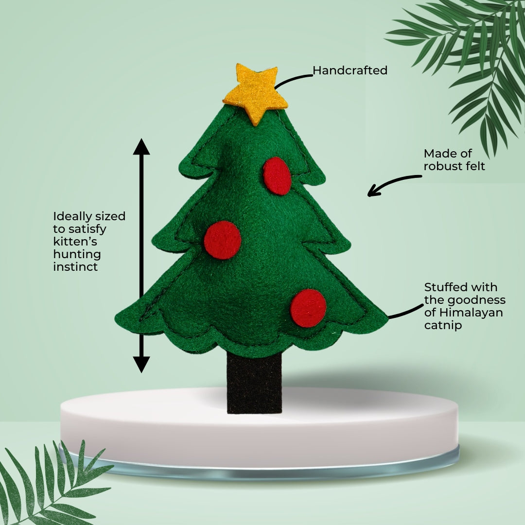HRIKU® Felt Catnip Toy Christmas Tree, Organic Himalayan Catnip, Handcrafted