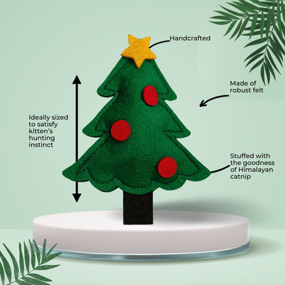 HRIKU® Felt Catnip Toy Christmas Tree, Organic Himalayan Catnip, Handcrafted