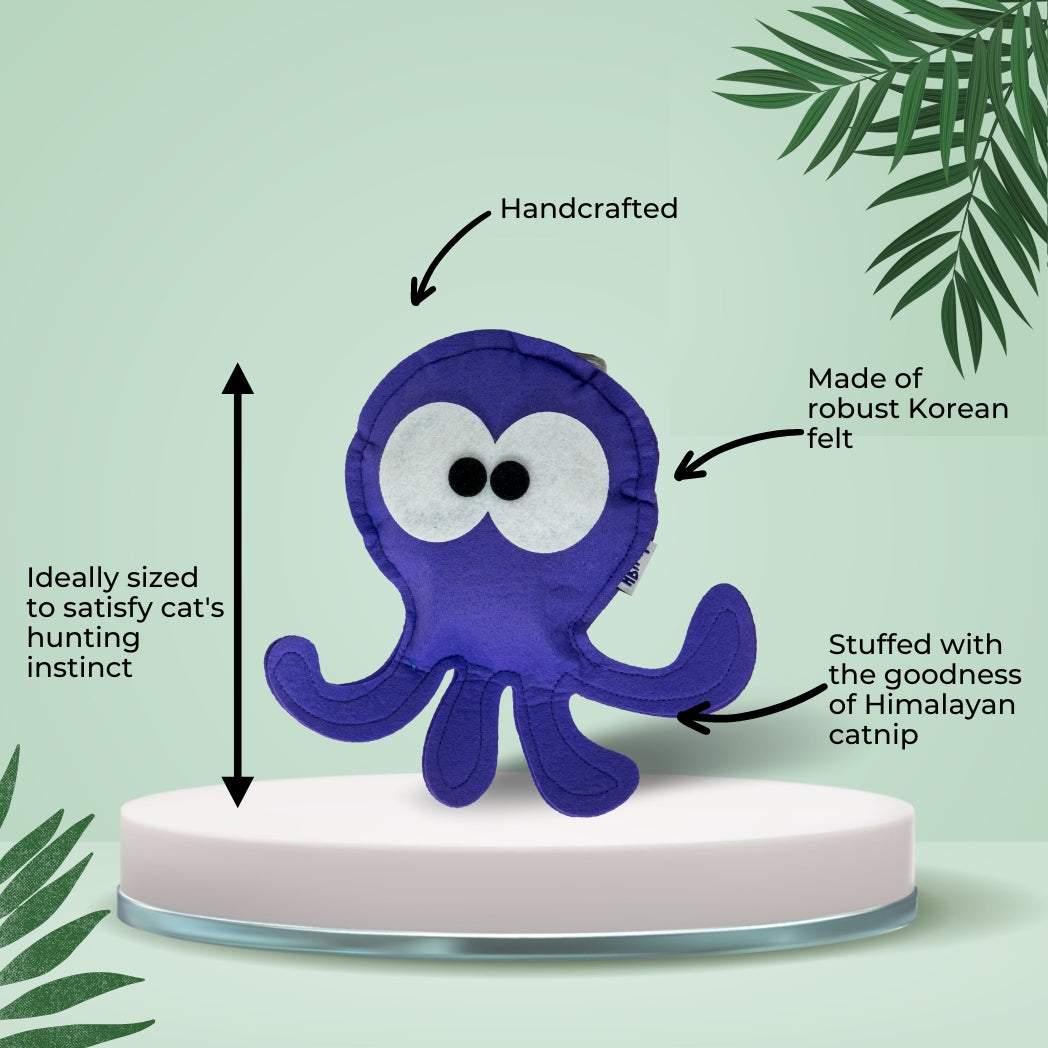 HRIKU® Felt Catnip Toy Ashtbahu (Octopus), Organic Himalayan Catnip, Handcrafted