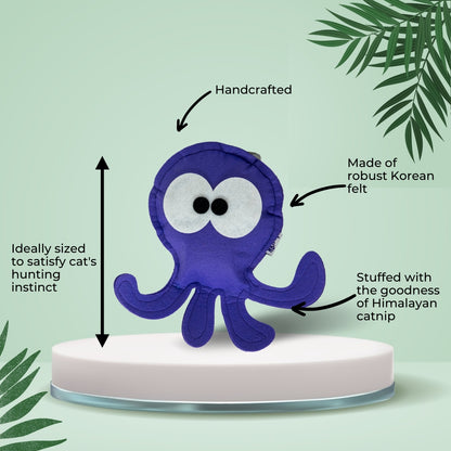HRIKU® Felt Catnip Toy Ashtbahu (Octopus), Organic Himalayan Catnip, Handcrafted