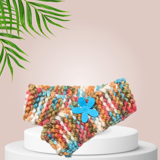 HRIKU® Crocheted Woollen Cat Muffler, Indian-Made, Handcrafted - Rainbow