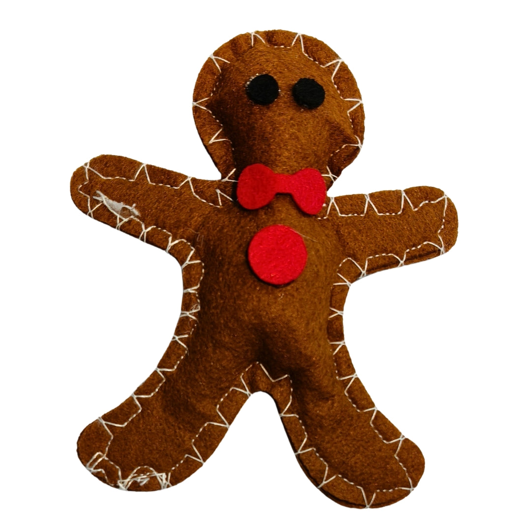 HRIKU® Felt Catnip Toy Gingerbread Man, Organic Himalayan Catnip, Handcrafted