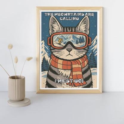 HRIKU® Art Prints - Quirky Cat & Dog Designs - Explorer Cat (Without Frame)