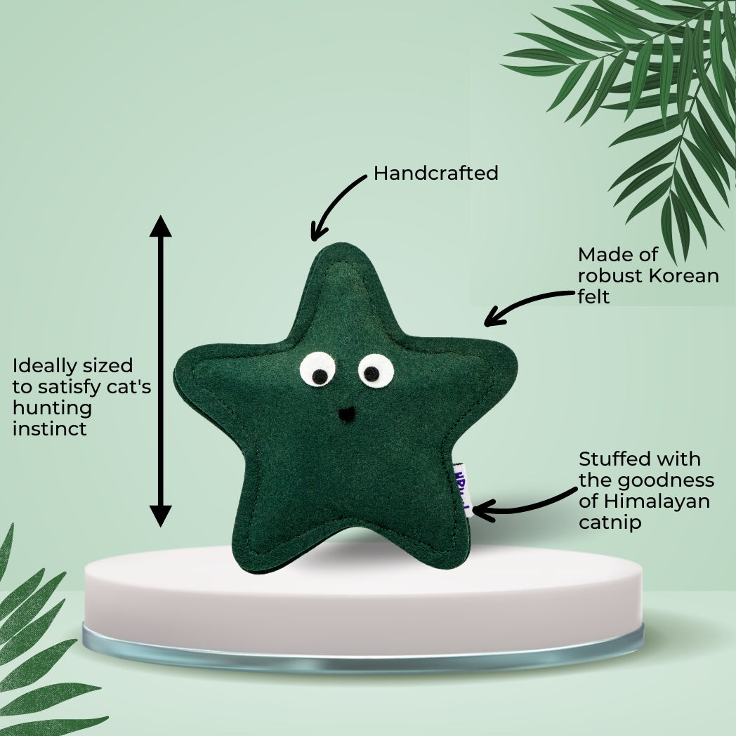 HRIKU® Felt Catnip Toy Sitara (Star), Organic Himalayan Catnip, Handcrafted