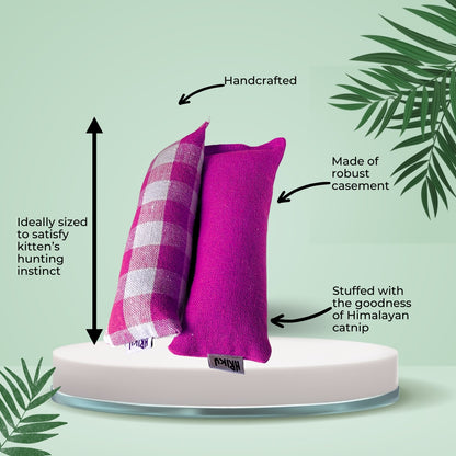 HRIKU® Catnip Casement Kicker Toy Set, Organic Himalayan Catnip - Purple Mix