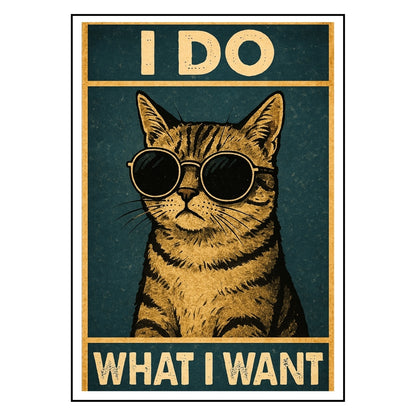 HRIKU® Art Prints - Quirky Cat & Dog Designs - Boss Cat (Without Frame)