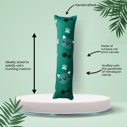 HRIKU® Catnip Canvas Kicker Toy, Organic Himalayan Catnip – Neko Parade (Green)