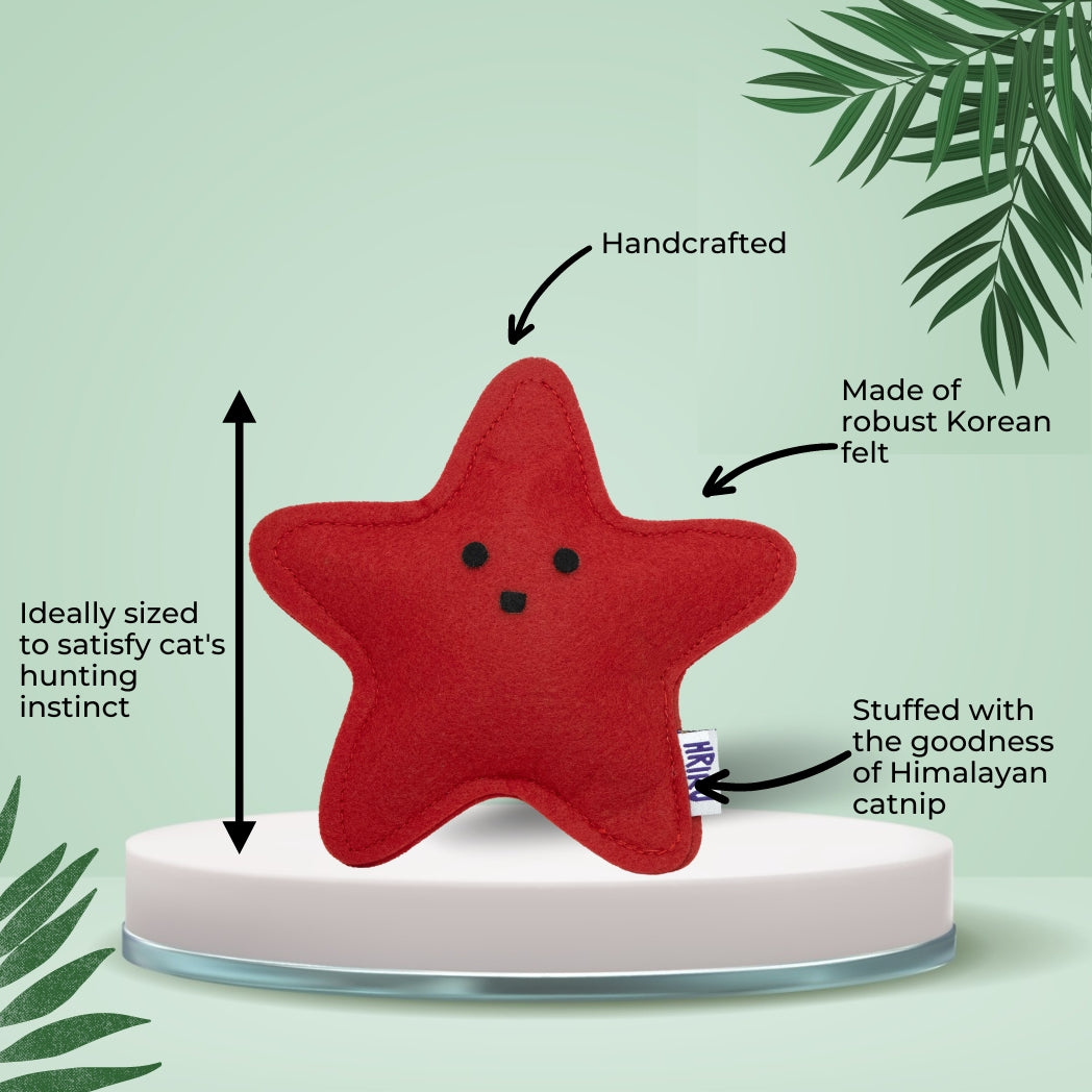 HRIKU® Felt Catnip Toy Sitara (Star), Organic Himalayan Catnip, Handcrafted