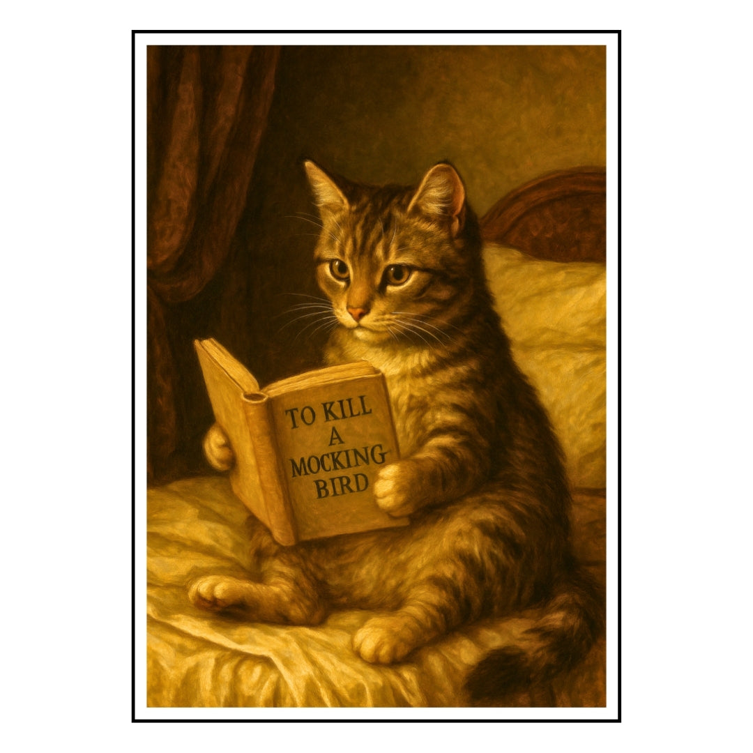 HRIKU® Art Prints - Quirky Cat & Dog Designs - Academic Cat (Without Frame)