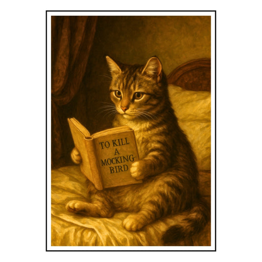 HRIKU® Art Prints - Quirky Cat & Dog Designs - Academic Cat (Without Frame)