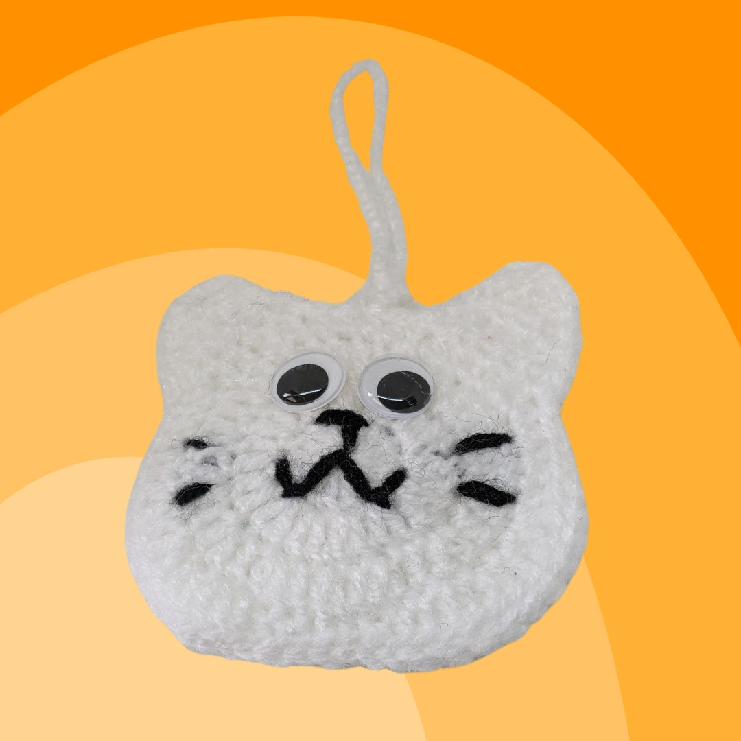 HRIKU® Woollen Cat Coin Pouch/Ear Bud pouch, Indian-Made, Handcrafted