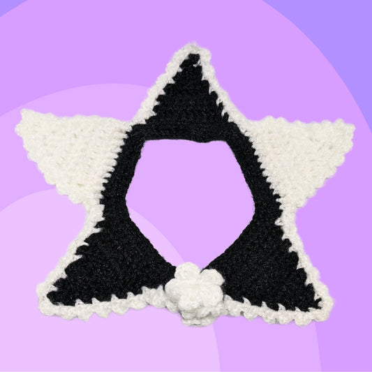 HRIKU® Christmas Wool Crochet Cat Muffler - Cozy & Festive (Tuxedo)